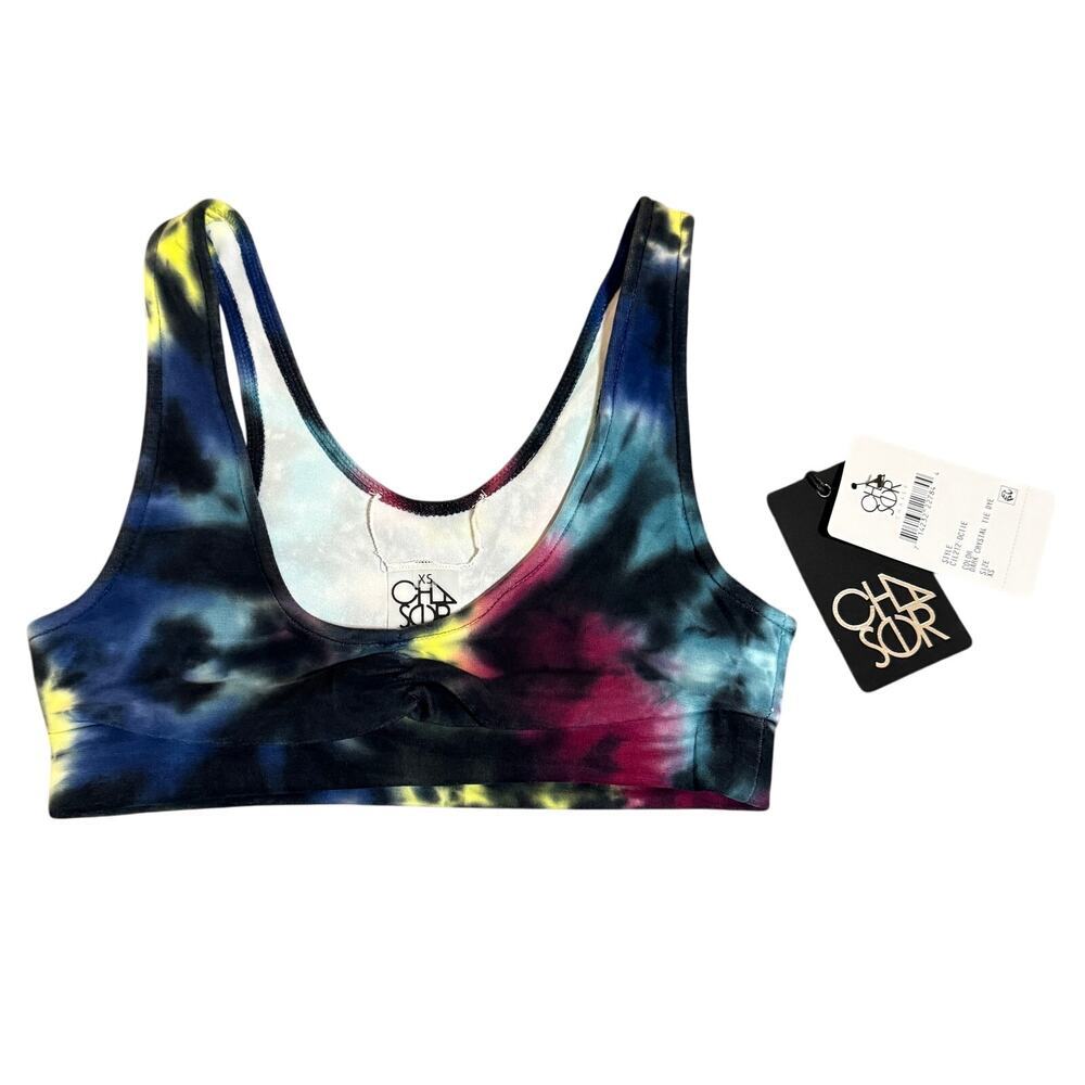 NWT Chaser Women Sports Bra Size XS‎ Ruched Tie Tye Y2K Athletic Soft Comfy